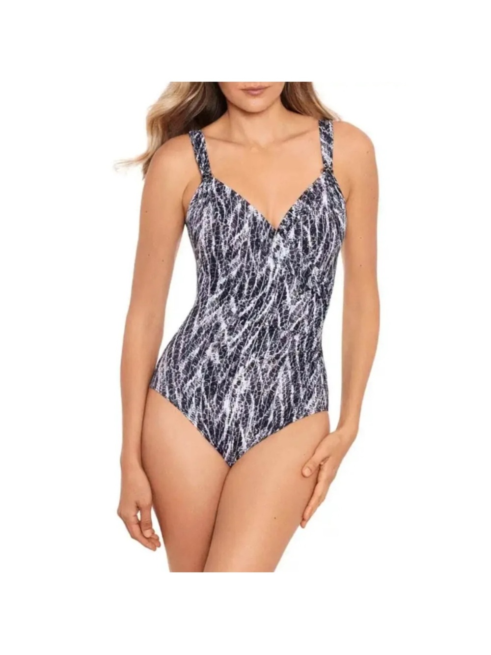 MiracleSuit Chevron Python Siren One Piece Swimsuit Size 16 Underwire Printed